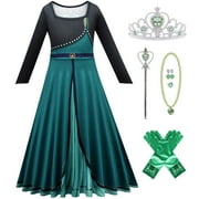 Little Girls Anna Queen Cosplay Dress Halloween Birthday Party Fancy Outfits